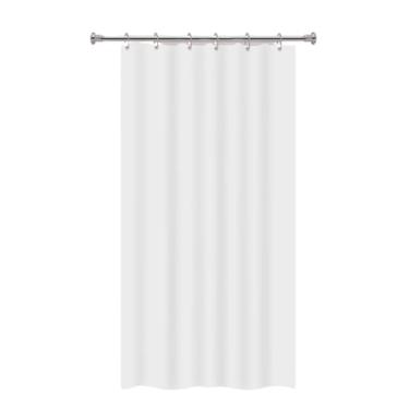 Imagem de Cortina de Box Branco com Ganchos, 100% Vinil, Antimofo, 1,98m x 1,38m