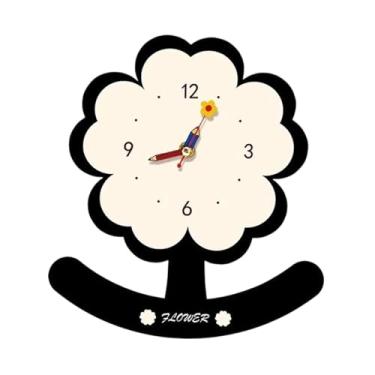 Imagem de WeiLaiKeQi Relógio de mesa de madeira, peça decorativa silenciosa, sem -taque, ideal para escritório, quarto, banheiro, quarto infantil e berçário.