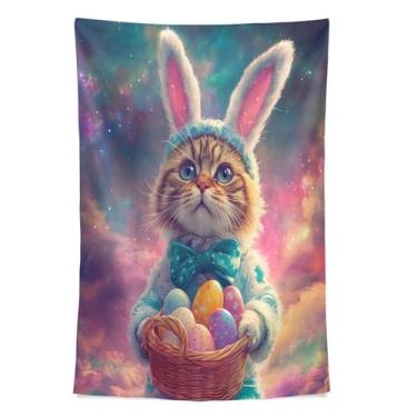 Imagem de STAYTOP Tapeçaria de Páscoa Fofo Coelho e Ovo Tapeçarias para Decoração de Casa Dormitório Sala de Estar Quarto Tapete de Parede (90 × 60 pol)