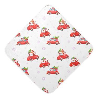 Imagem de Burbuja Christmas Cars Toalha de banho para bebê - Toalha com capuz de musselina macia e absorvente para recém-nascidos, 89 x 89 cm