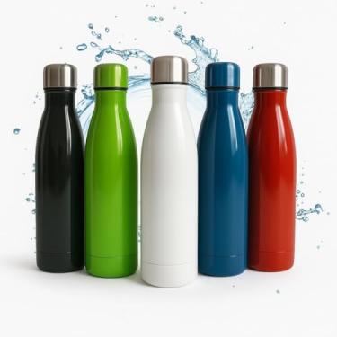 Imagem de Garrafa Térmica Inox 500ml com Parede Dupla – Mantém Bebidas Geladas e Quentes por Horas garrafa térmica inox garrafa 500ml hidratação diária