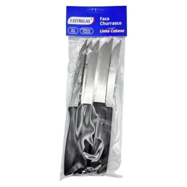 Imagem de Kit 6 Facas de Mesa/Churrasco Cabene Inox – Cabo Plástico Preto, Leves, Resistentes e Práticas para o Dia a Dia