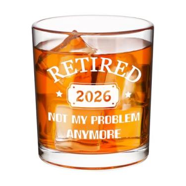Imagem de Futtumy Presentes de aposentadoria para homens, aposentados 2026 Not My Problem Anymore, copos de uísque, presentes engraçados para aposentados para chefe, colega de trabalho, marido, professor