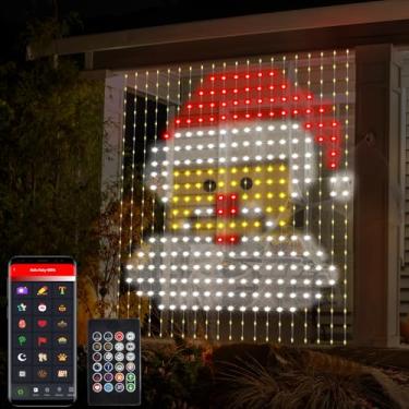 Imagem de DealBeta Luzes de cortina inteligentes conectadas, 400 luzes de fadas de cortina de LED 1,6 m x 1,6 m com aplicativo e controle remoto, luz de suspensão de janela programável com sincronização de