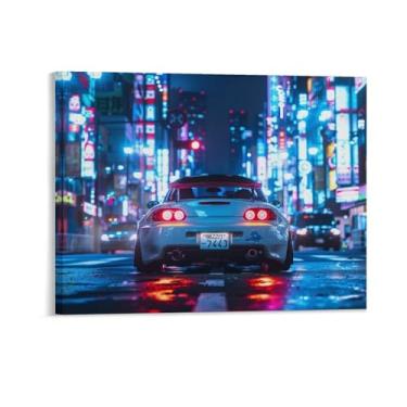 Imagem de HouLaiZhe Tóquio Night Jdm S2000 Neon Sports Posters Canvas Wall Estética Sala Decoração de Parede Impressões Galeria Sala Decoração de Parede para Quarto Sala de Estar Escritório 16 x 20 polegadas