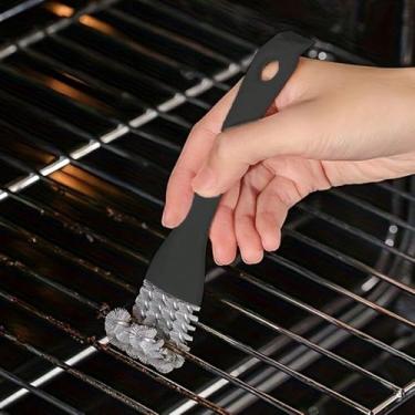 Imagem de Conjunto de escovas de ângulo morto para fogão/fenda/pia: multifuncional, mais escova pequena para limpeza de churrasqueira. (Preto)