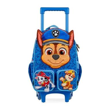 Imagem de Mochila de Rodinha Infantil Masculina Patrulha Canina Chase Baby Azul 