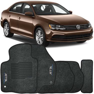 Imagem de Jogo de Tapete Automotivo Carpete Volkswagen Vw Jetta 2011 à 2018 Soft Logo Bordado 5 Peças