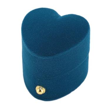Imagem de SIWOTED Caixa de Anel em Forma de Coração Requintado Romântico Pequeno Anel de Flanela para Proposta de Noivado Casamento (Azul)
