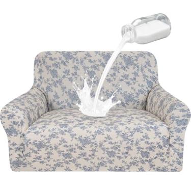 Imagem de ALIECOM Capa de poltrona 100% à prova d'água, capa de poltrona para sala de estar, compatível com animais de estimação, capa lavável de sofá para cães, protetor de móveis com estampa elástica (bege e