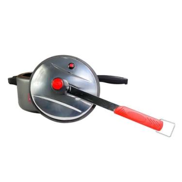 Imagem de Panela de Pressão Polida, 3 Litros, Alumínio Antiaderente, Cinza, com Válvula de Segurança, 17cm Diâmetro