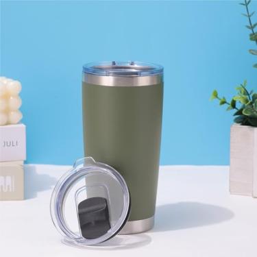 Imagem de CWPJUNDGP Caneca de carro de aço inoxidável de 590 ml, caneca de carro de camada dupla, isolamento térmico, isolamento térmico, copo mestre de gelo, grande capacidade