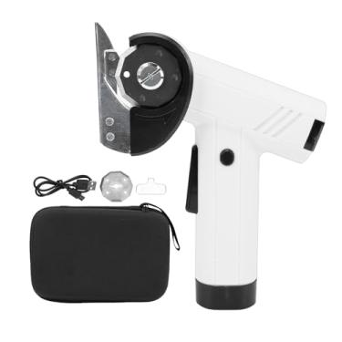 Imagem de TOPINCN Tesoura Elétrica Sem Fio Com Tela e Luz LED, Cortador de Caixa de Papelão Cortador de Tecido Recarregável para Tecido, Couro, Plástico, Artesanato, Costura (Branca)