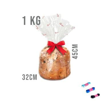 Imagem de Kit Saco Para Panetone 14x23cm 100g C/10 E Fita Cetim 15mm x 10m