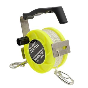 Imagem de Pegciuho Carretel de Mergulho Profissional Versátil, Ergonômico E Portátil - Equipamentos de Mergulho para Atividades Subaquáticas em Cavernas E Naufrágios, Amarelo 290 Pés