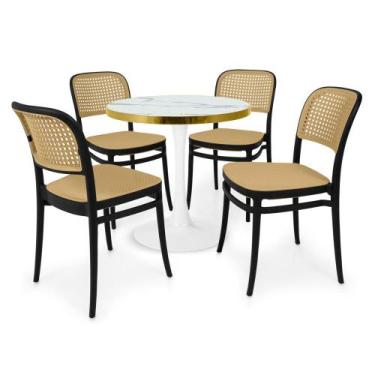 Imagem de Conjunto Mesa de Jantar Redonda Majestic 70cm Branca com 4 Cadeiras Ro