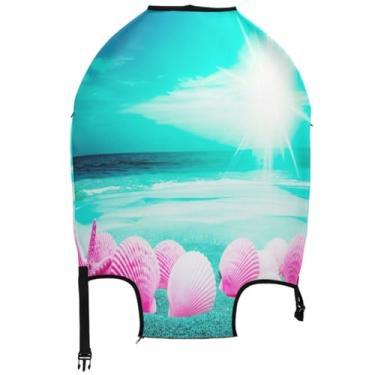Imagem de Joisal Capa de mala fofa protetor de bagagem anti-arranhões impressão animal acessórios de viagem manga mala rosa conchas areia praia sol, Conchas rosa Sandy Beach Sun, XL, Fits 29-32 Inch Case, Capa