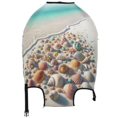 Imagem de Joisal Capas de mala, protetor de bagagem, conchas fofas de praia, identificadores elásticos, manga de viagem e viagem, Conchas de praia, XL, Fits 29-32 Inch Case, Capa de mala