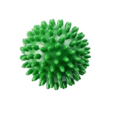 Imagem de Bola de massagem verde pontiaguda de 7 cm com ponta de gatilho para terapia muscular para ioga, fitness e reabilitação das mãos