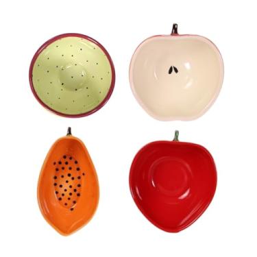 Imagem de Kit 4 Tigelas Formato Fruta Mesa Posta Melancia Limão Mamão Maça Morango Kiwi Bowl Armário Decorado (Frutas 3)