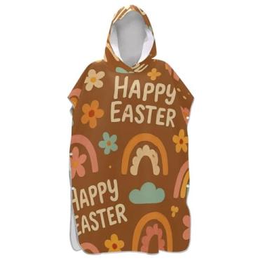 Imagem de TSENQUE Lindas flores arco-íris marrom surf poncho trocador para praia Adul moletom toalha floral leve masculino poncho com capuz