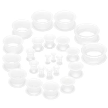 Imagem de Gadeaila Kit de alargadores de orelha de silicone sólido - branco, preto e transparente | Conjunto de alargador de orelha de 6G a 2,5 cm para mulheres e homens, Plástico Borracha Silicone, Não