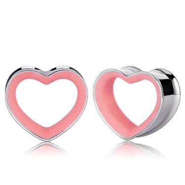 Imagem de DOEARKO 2 peças anel externo de aço inoxidável e alargador interno PLA (2 g/6 mm - 1"/25 mm) Material duplo hipoalergênico para orelhas esticadas | Plugues leves e respiráveis, 16mm(5/8"), Aço