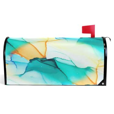 Imagem de TSENQUE Capas de caixa de correio de outono caixa de correio magnética sazonal outono vinil chique aquarela azul gradiente moderna caixa de correio decoração de jardim tamanho padrão 52,6 x 45,8 cm