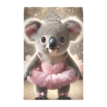 Imagem de Joisal Toalhas de prato decorativas de flores para cozinha doce coala bailarina pose chá toalhas de mão fofas para secar pratos reutilizáveis absorventes 45 x 71 cm, pacote com 6