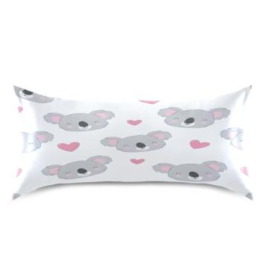 Imagem de Blueangle Fronha de cetim refrescante para cabelo e pele, capa de almofada de coala dos namorados, tamanho king 50,8 x 101,6 cm com fecho de envelope (828)