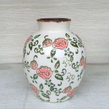 Imagem de SIDUCAL Vaso vintage de cerâmica, vaso floral de chinoiserie retrô rachado no gelo, vasos rústicos para decoração de casa, estante de livros, jardim, decoração chinesa, decoração toscana, padrão de