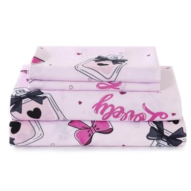 Imagem de ChicView Jogo de lençol solteiro infantil, 3 peças de lençóis de microfibra macia respirável para crianças, meninos, meninas, antibolinhas, bolsos profundos, fácil de cuidar, perfume