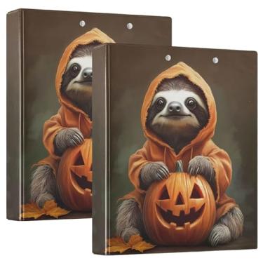 Imagem de Fichários personalizados com três anéis com estampa de abóbora, preguiça, 3 cm, 200 folhas, portfólio, pastas, anel redondo, fichário de escritório, 31,5 x 27 x 6 cm, 1 pacote