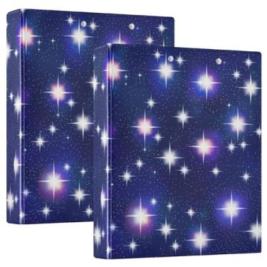 Imagem de Fichários de 3 anéis em azul marinho estrelas, 3 polegadas, comporta 200 folhas, 3 pastas de anéis, floral, 31,5 x 27 x 6 cm, 1 pacote