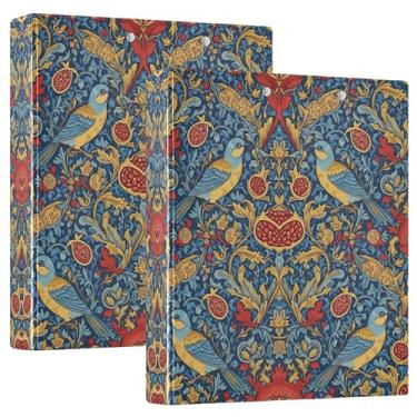 Imagem de Fichários florais coloridos personalizados e elegantes com 3 anéis de 3 cm, 200 folhas, 3 pastas de anel, impressão redonda, fichário, 31,5 x 27 x 6 cm, 1 pacote