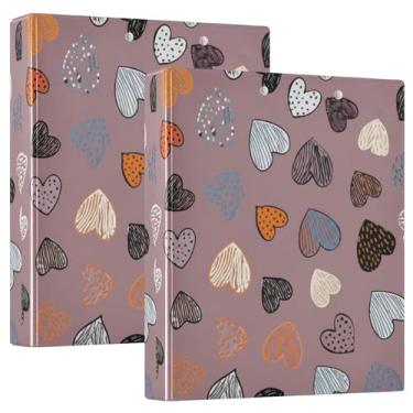 Imagem de Fichários coloridos de corações para dia dos namorados, 3 polegadas, 3 anéis, 200 folhas, portfólio fofo, anel redondo, fichário resistente, 31,5 x 27 x 6 cm, 1 pacote