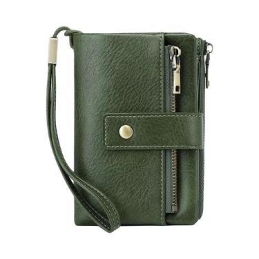 Imagem de Carteira Vintage Feminina Com Bloqueio RFID, Dupla Zíper, Múltiplos Co