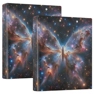 Imagem de Fichários Butterfly Galaxy de 3,8 cm com 3 anéis para guardar 200 folhas, pastas fofas para portfólio redondo, 31,5 x 27 x 6 cm, 1 pacote