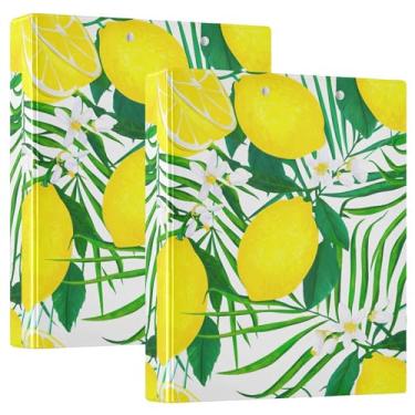 Imagem de Fichários de três anéis de limões amarelos brilhantes de 3 cm comporta 200 folhas, pastas de portfólio de impressão fofa, fichário planejador, 31,5 x 27 x 6 cm, 1 pacote