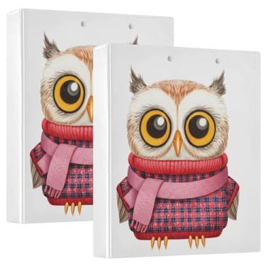 Imagem de Fichário de três anéis xadrez branco vintage coruja fofa 3,5 polegadas, 200 folhas, caderno, anel redondo, fichário de receitas, 31,5 x 27 x 6 cm, pacote com 2