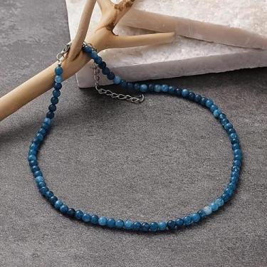 Imagem de Colar De Pedra Natural Com Contas Redondas De Apatita Turquesa De 4mm 