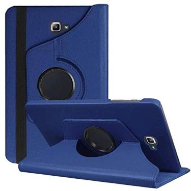 Imagem de EKVINOR Capa de couro com rotação de 360 graus para Samsung Galaxy Tab A 10,1 polegadas versão 2016 (modelo SM-T580 T585 T587, sem versão com caneta), capa de proteção fólio, azul escuro