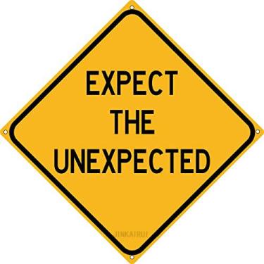 Imagem de Placa de metal - Citação motivacional Expect The Unexpected Road para escritório e decoração de parede - Placa quadrada interna/externa, 30 x 30 cm