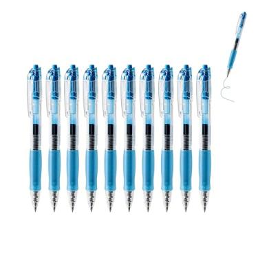 Imagem de GZBABY Caneta de gel retrátil, 10 peças, caneta esferográfica de ponta fina para escrever colorir, 0,5 mm, tinta azul
