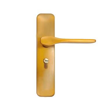 Imagem de PXNQMTJM Conjunto de fechadura de porta silenciosa com sucção magnética silenciosa para quarto de quarto de madeira maciça preto amarelo bronze conjunto de fechadura de porta interna (latão, fechadura