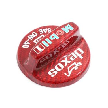 Imagem de Tampa de enchimento de óleo de motor de fibra de carbono real compatível com Chevrolet Corvette C7 C8 2014-2025, acessórios da tampa de enchimento de óleo do compartimento do motor (vermelho)