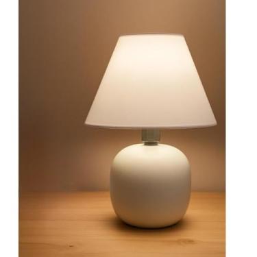 Imagem de Abajur de cerâmica com luminária de dupla voltagem e abajur, adequado para decoração de quartos, escritórios, salas de estar e quartos infantis. Lâmpada padrão E27.(Capuccino)