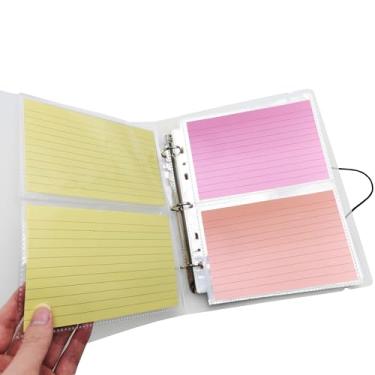 Imagem de BYSLBTY Porta-cartões de índice 4 x 6, 100 capas para cartões, comporta 200 peças, protetores de cartão de receita, organizador de cartões de memória (4 x 6)