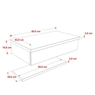 Imagem de Bancada Para Banheiro 80cm Com Cuba Q39 E Prateleira 805w Metrópole Compace Preto Onix