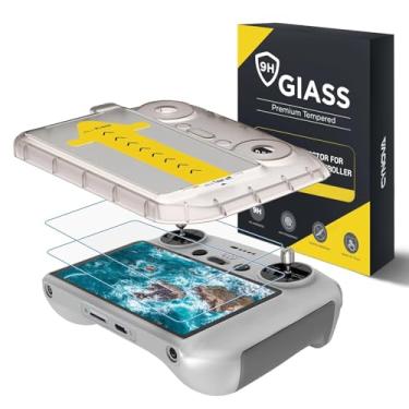 Imagem de wtohoby Protetor de tela Mini 5 Pro RC2 com kit de alinhamento automático, 2 peças de película protetora de tela de vidro temperado HD 9H para DJI Mini 4 Pro/MINI 3 PRO/Air 3S/Air 3/Flip Drone RC 2